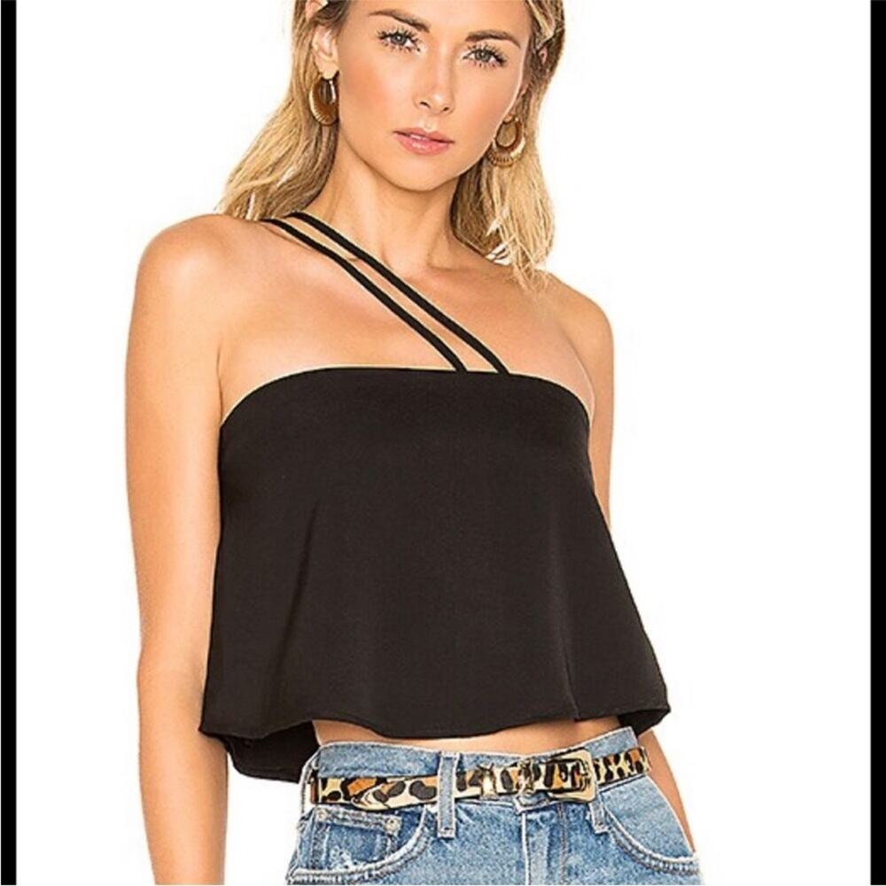 Superdown black one shoulder strap crop top size Extra Small XS